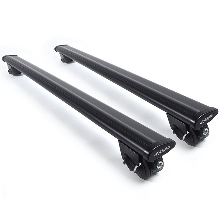 Rack de teto aerodinâmico em alumínio 130 cm na cor preta com kit BM05